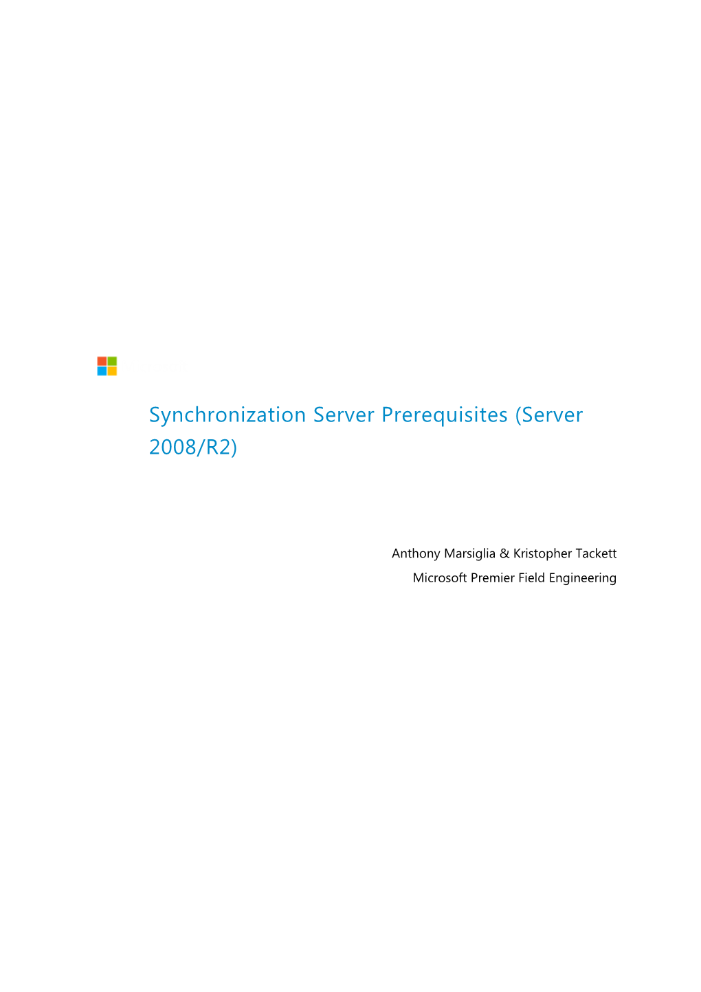 Synchronization Server Prerequisites (Server 2008/R2)