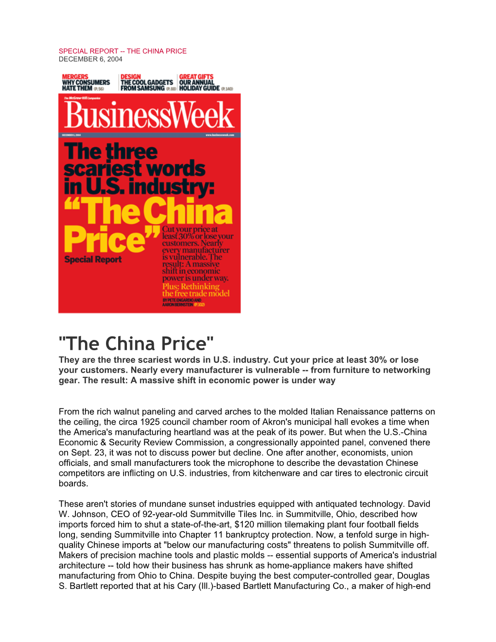 Special Report the China Price