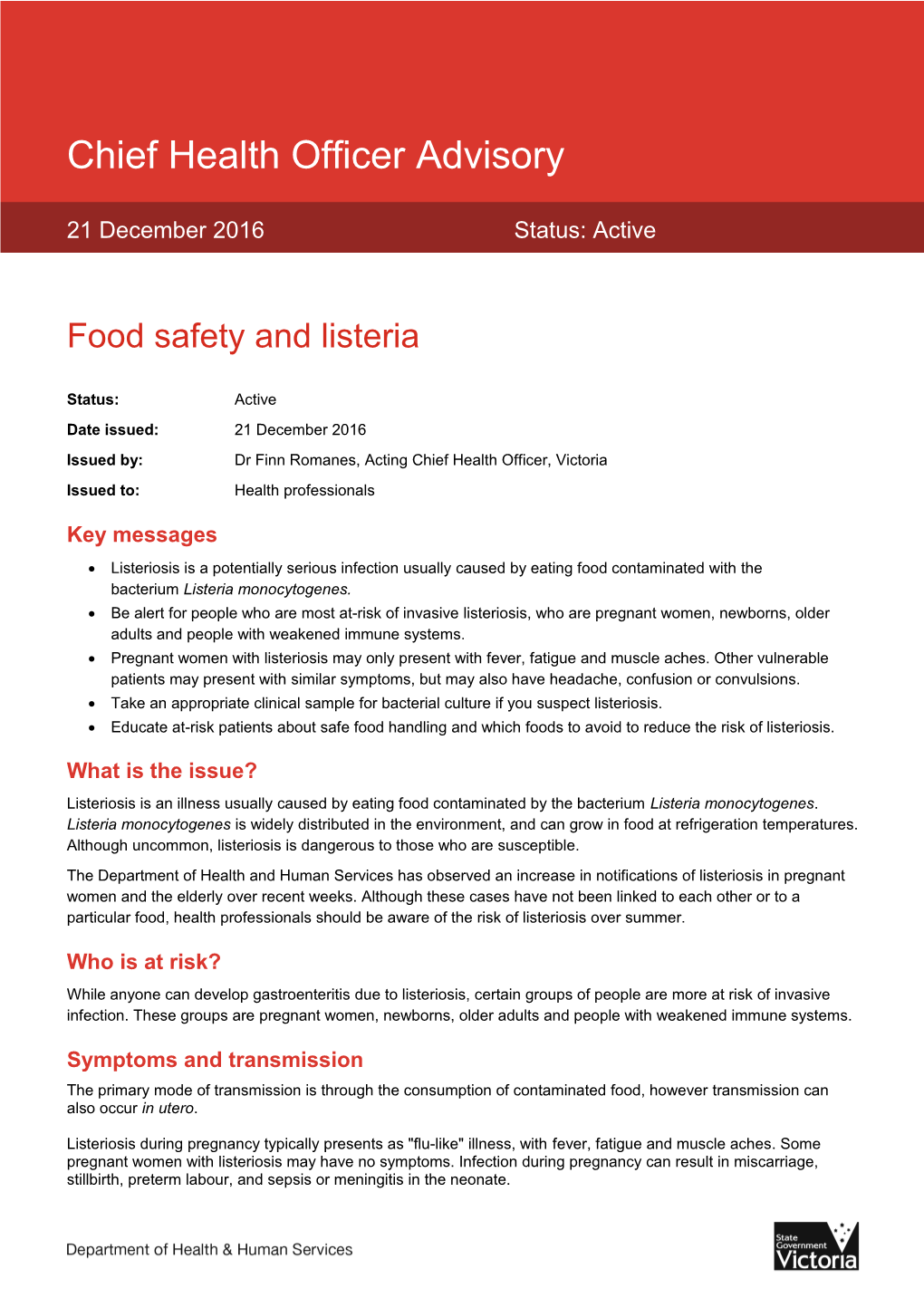 Food Safety and Listeria