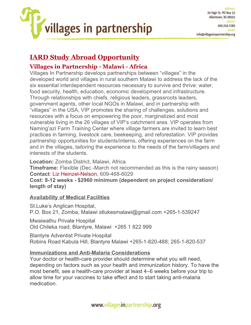 IARD Study Abroad Opportunity