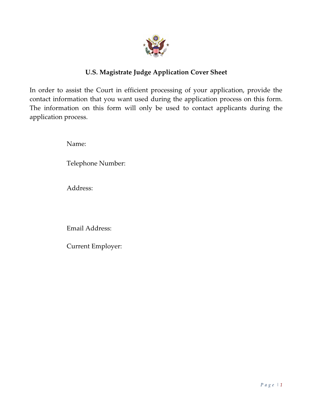 U.S. Magistrate Judge Application