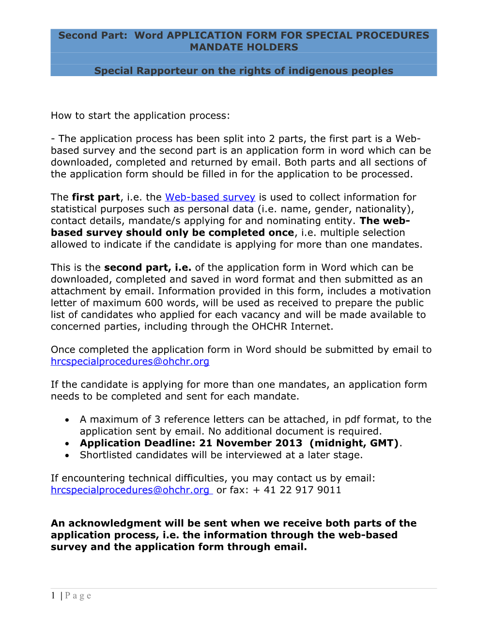 Second Part: Word APPLICATION FORM for SPECIAL PROCEDURES MANDATE HOLDERS s3