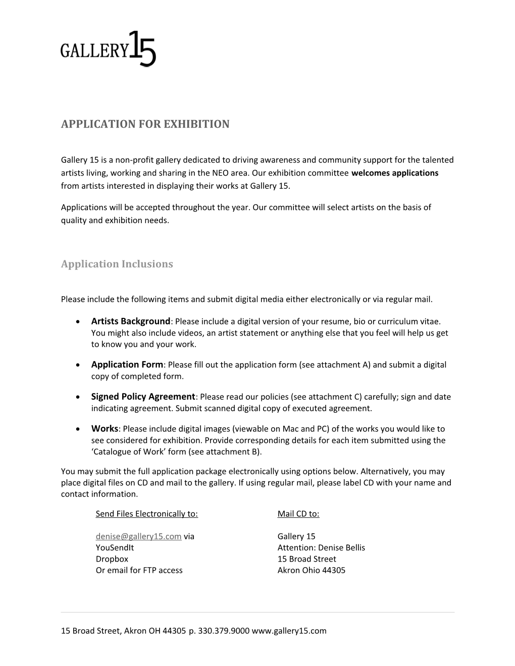 Application for Exhibition