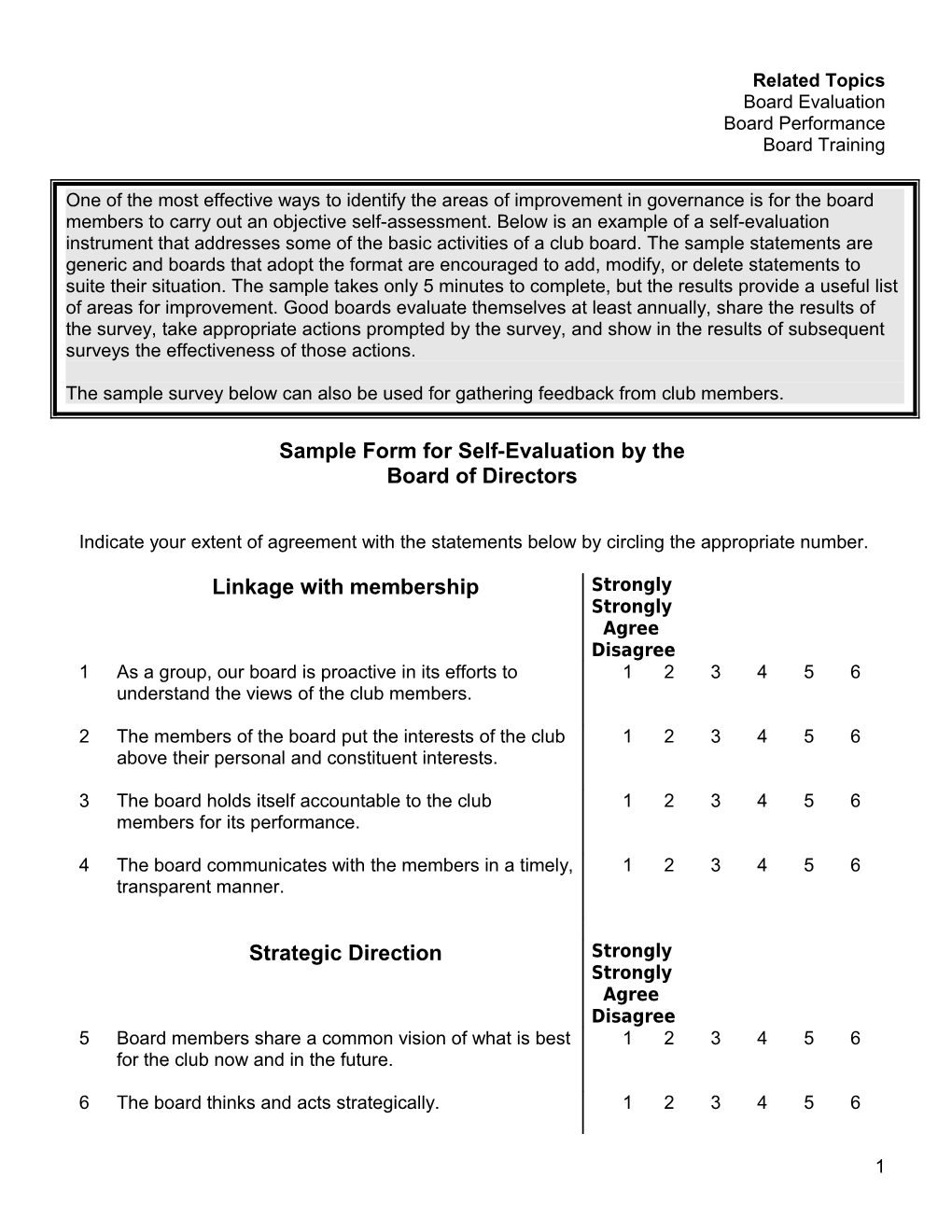 Sample Form for Self-Evaluation by The