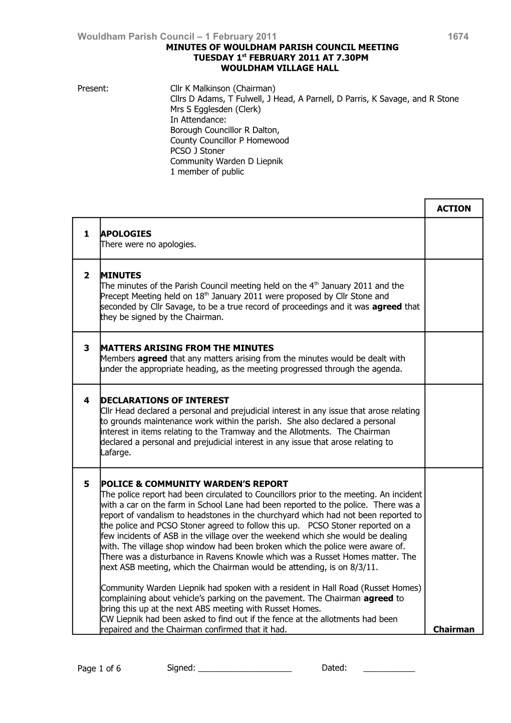 Minutes of Offham Parish Council Meeting