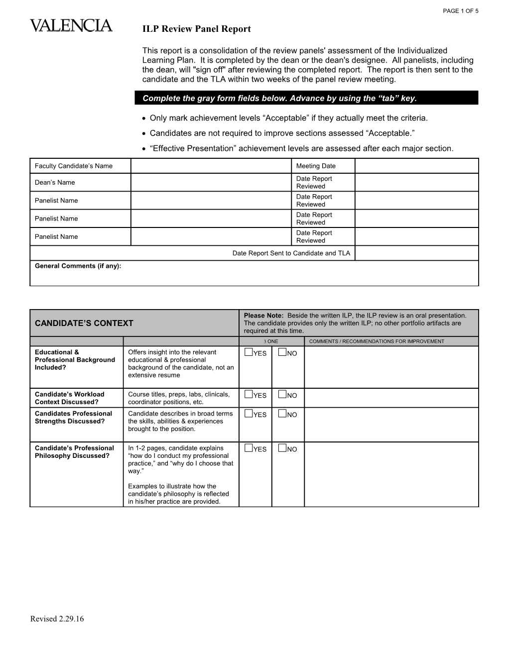 Year-1 ILP Review Panel Reporting Guide