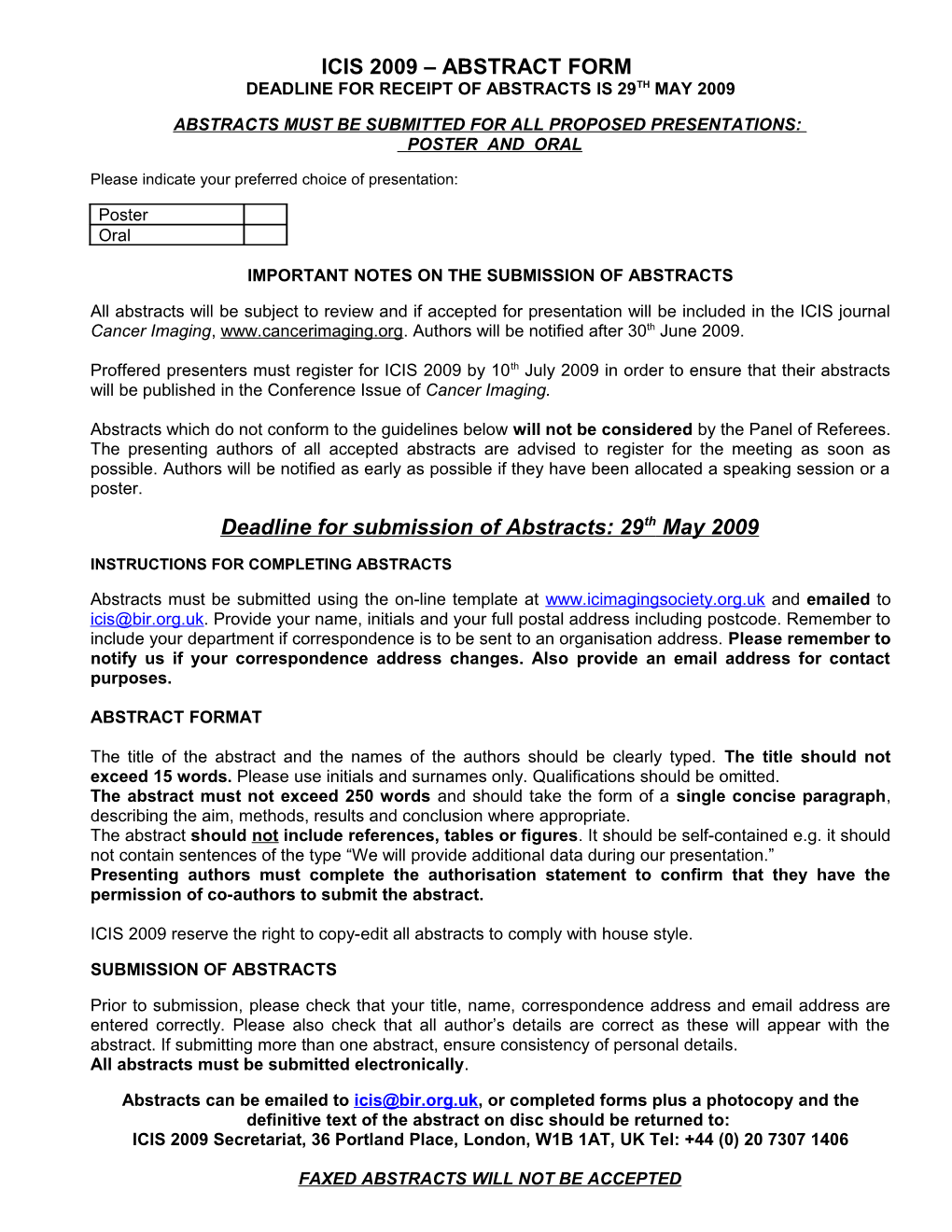 Spine Congress 2004 Abstract Form