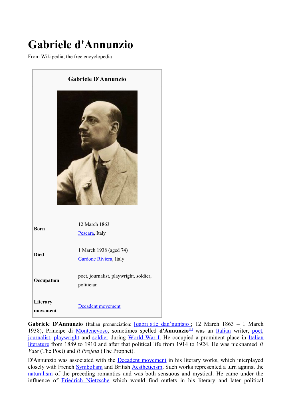 Gabriele D'annunzio s1