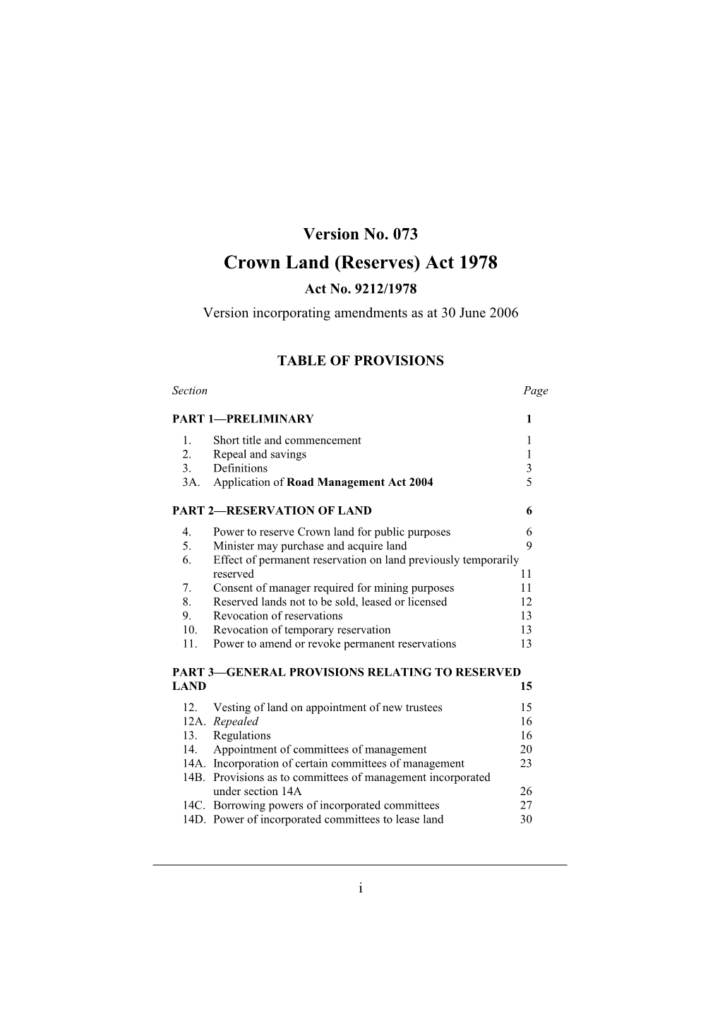 Crown Land (Reserves) Act 1978