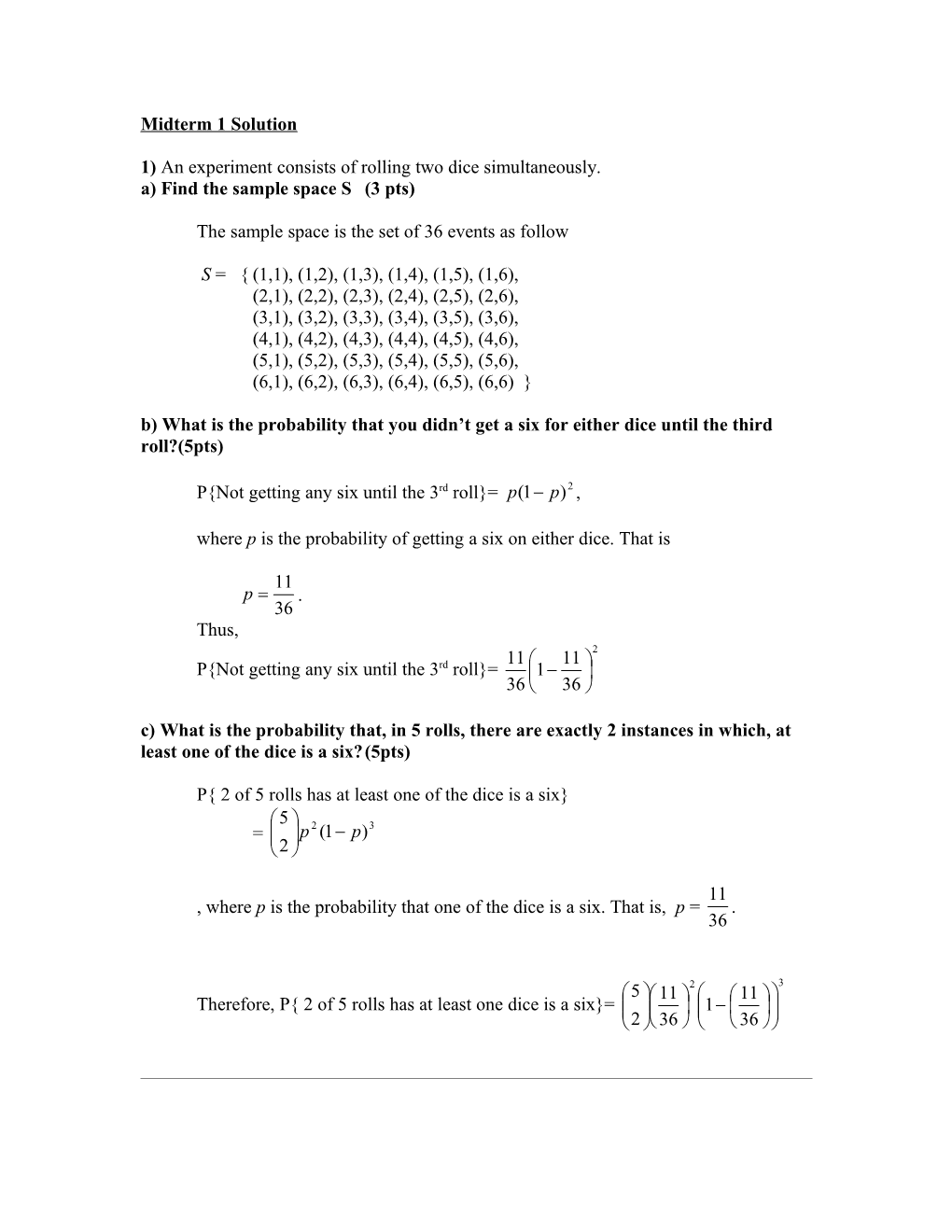 Midterm 1 Solution