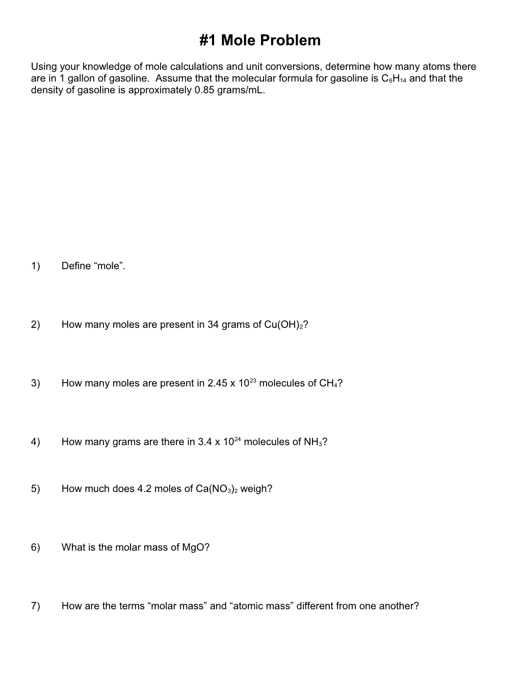 2) How Many Moles Are Present in 34 Grams of Cu(OH)2?