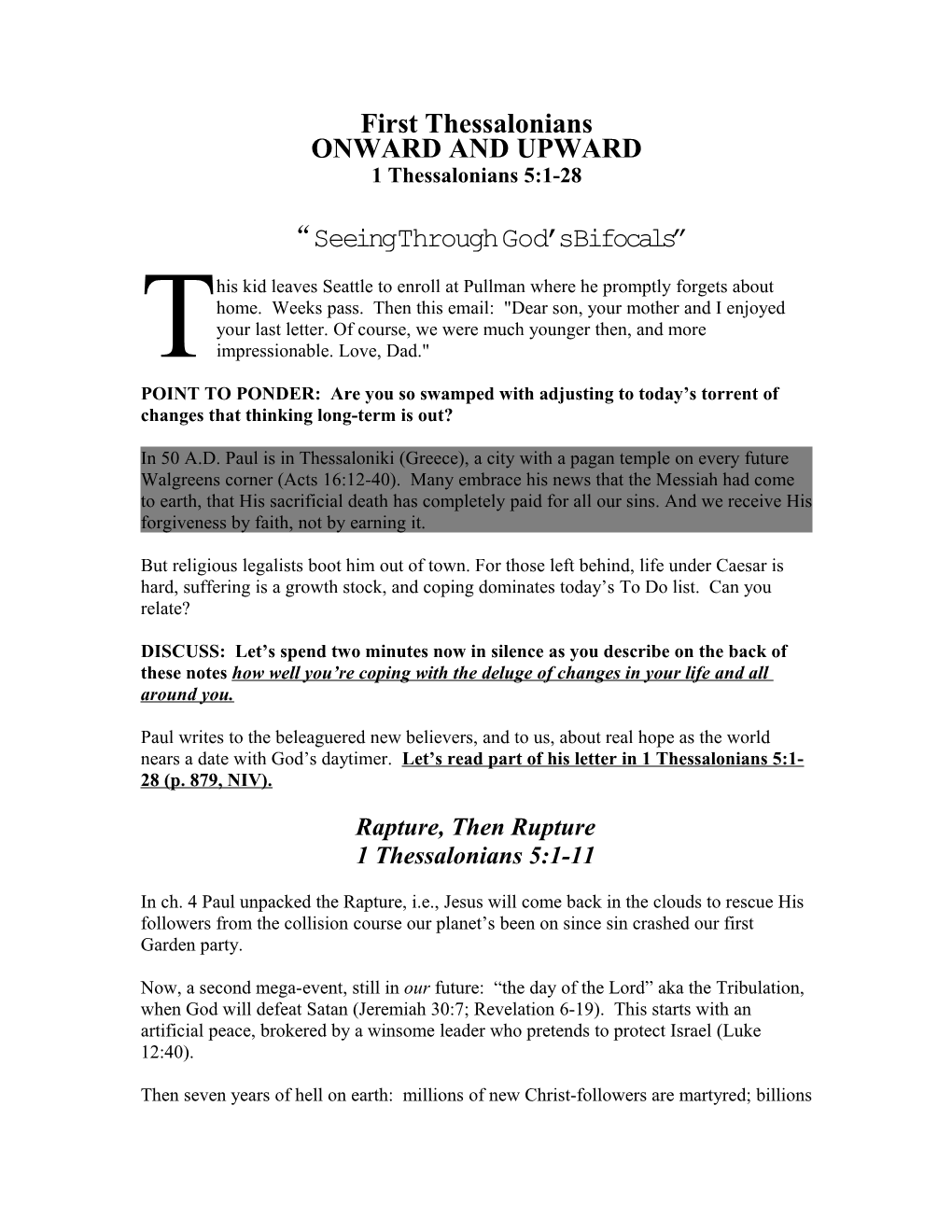 First Thessalonians