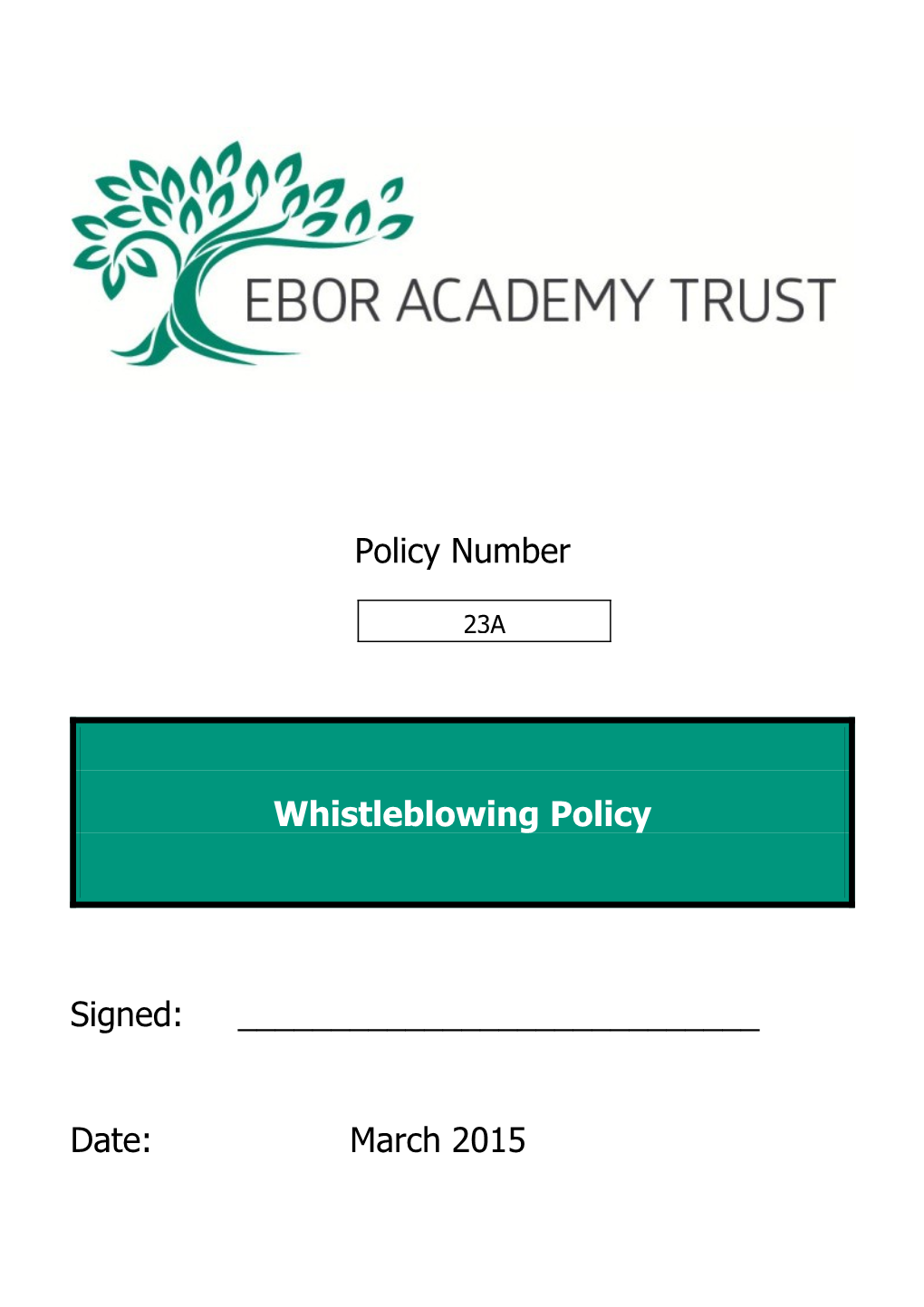 Ebor Academy Trust Whistleblowing Policy