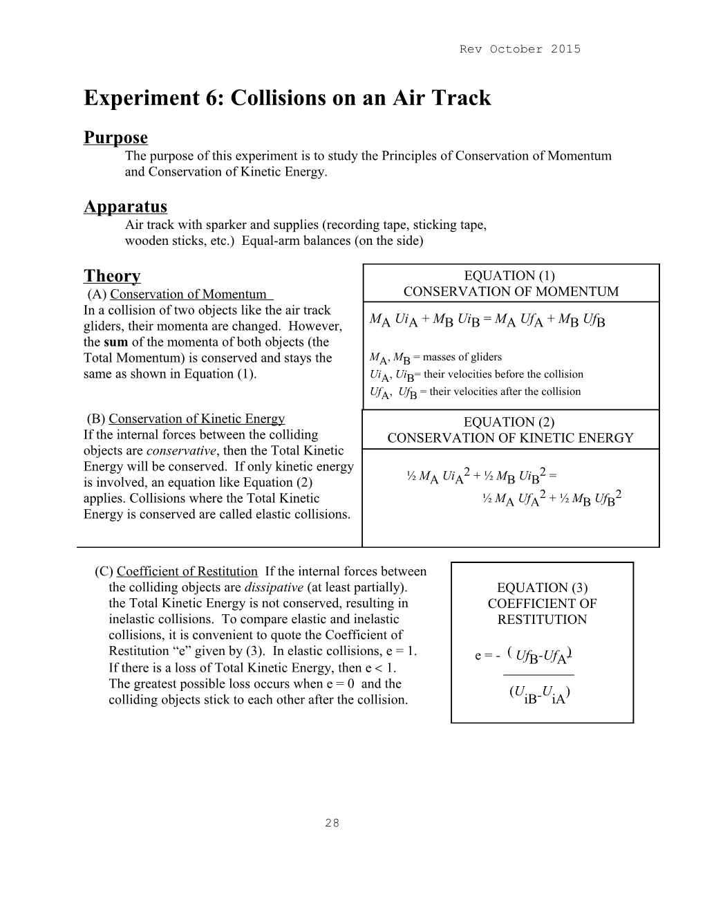 Experiment 3E Collisions on Air-Track