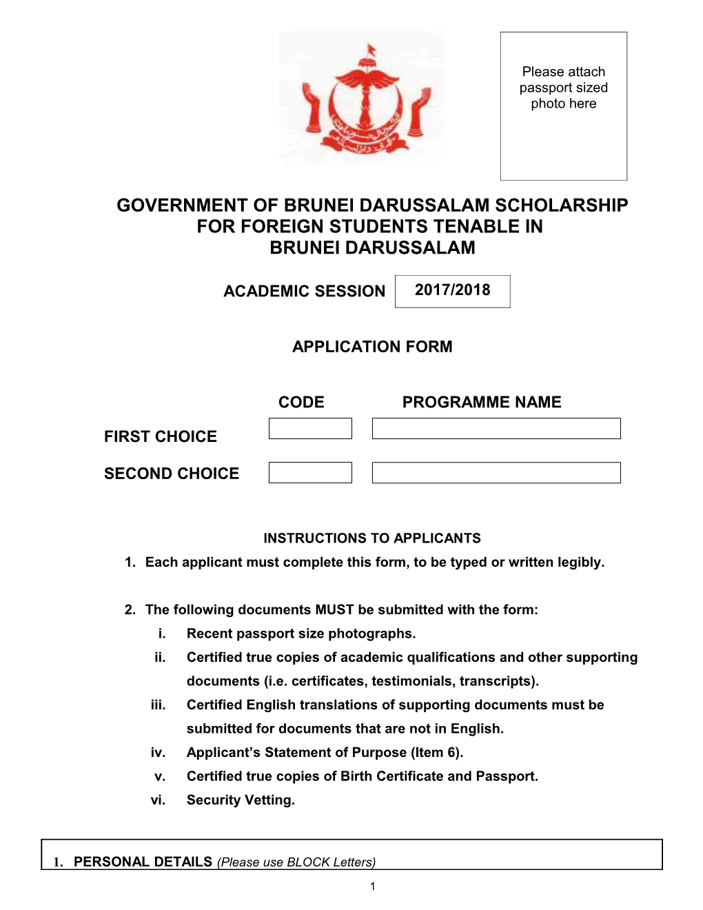 Government of Brunei Darussalam Scholarship for Foreign Students Tenable In