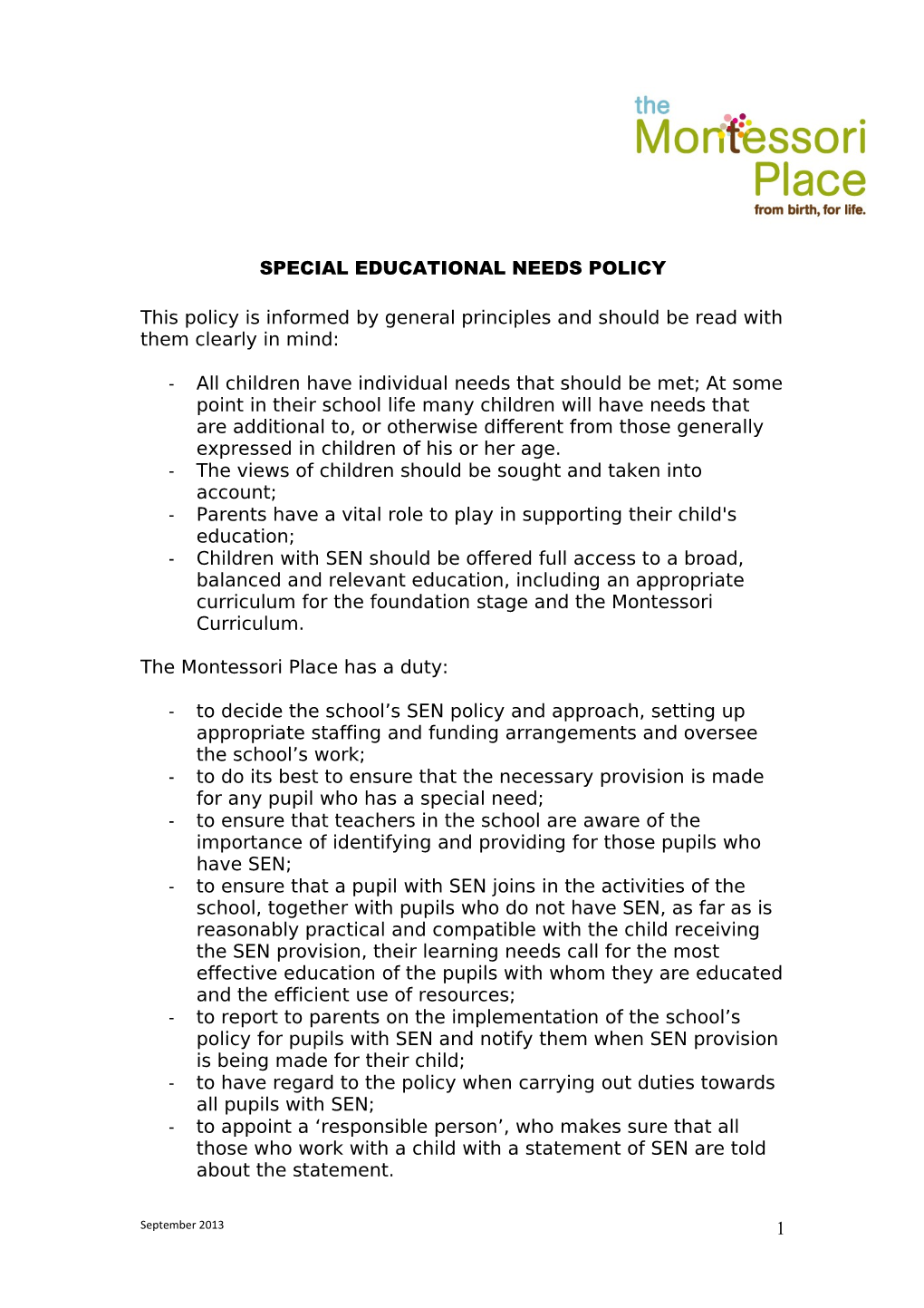 Special Educational Needs Policy
