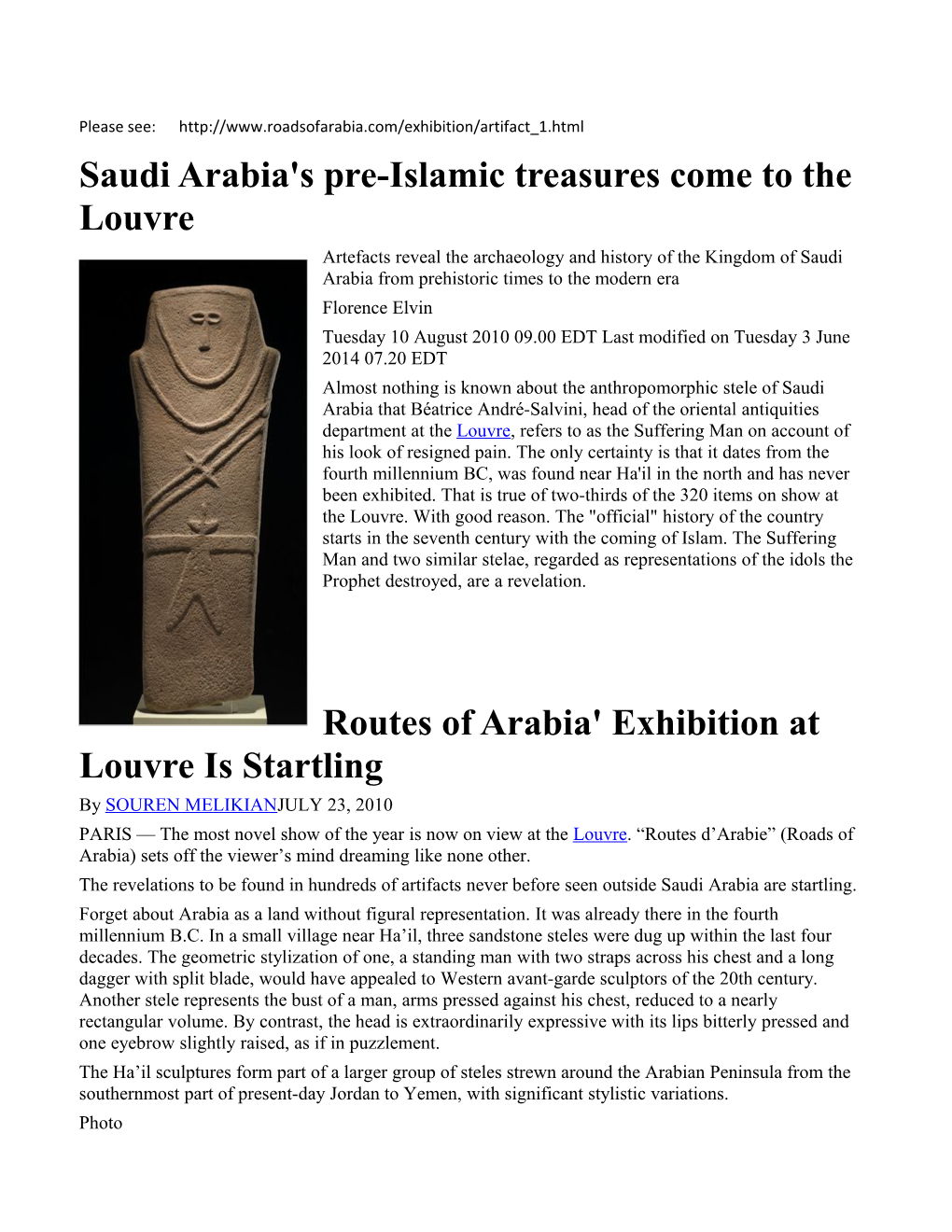 Routes of Arabia' Exhibition at Louvre Is Startling