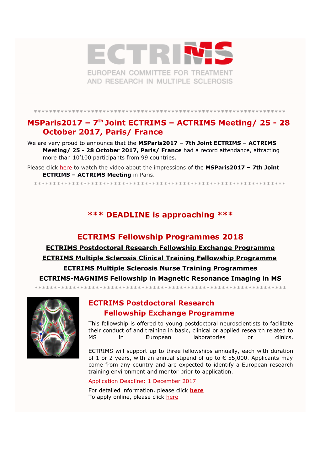 Msparis2017 7Th Joint ECTRIMS ACTRIMS Meeting/ 25 - 28 October 2017, Paris/ France