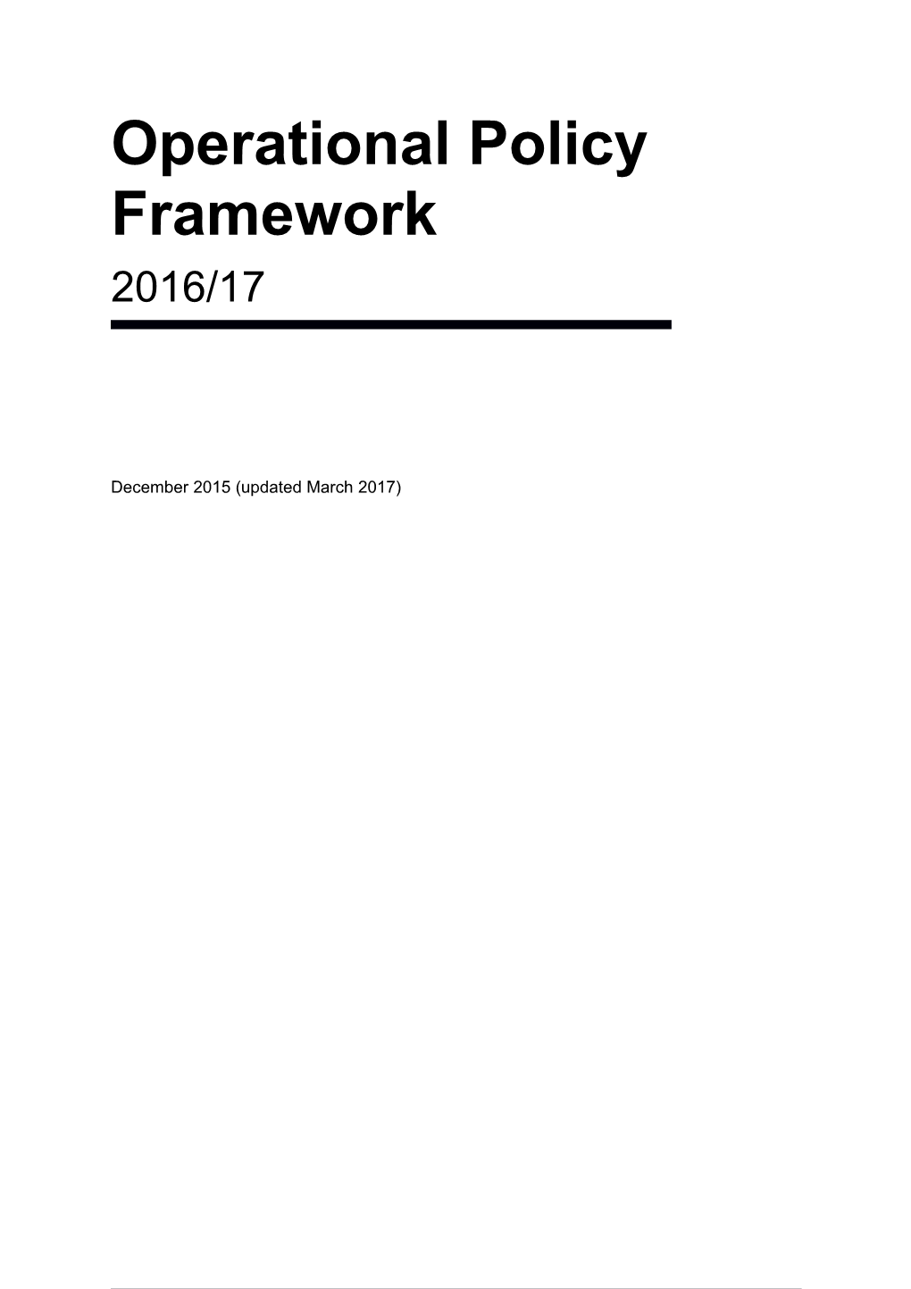 Operational Policy Framework