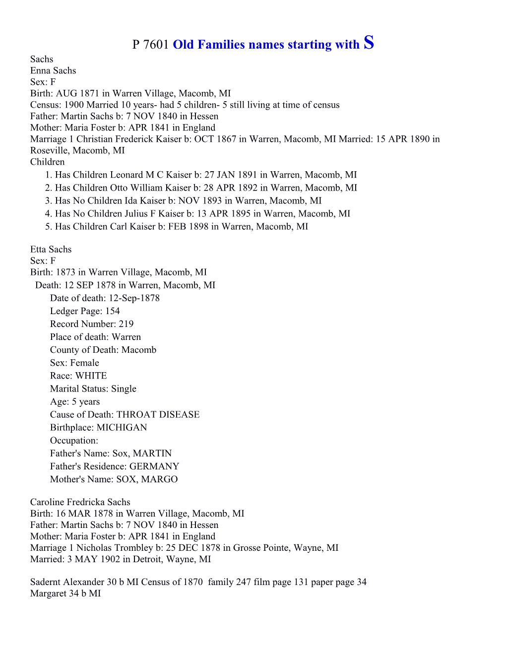 P 7601 Old Families Names Starting with S