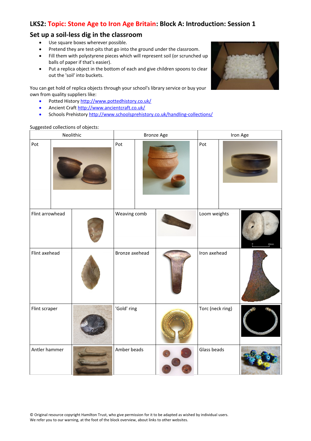 LKS2: Topic: Stone Age to Iron Age Britain: Block A: Introduction: Session 1