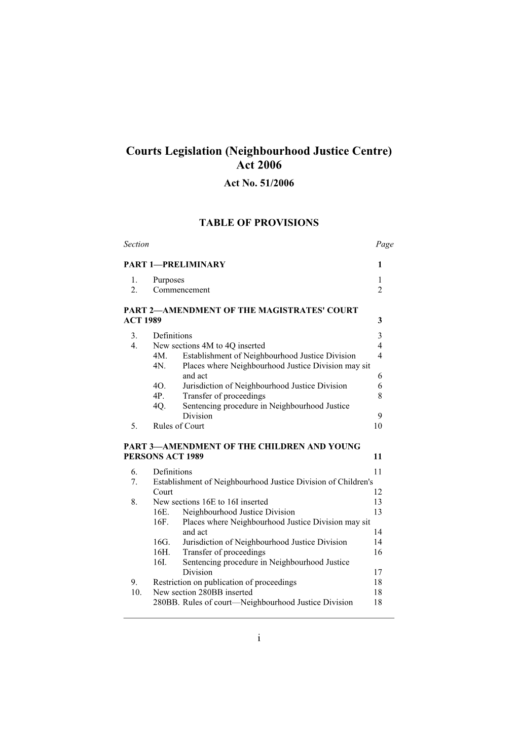 Courts Legislation (Neighbourhood Justice Centre) Act 2006