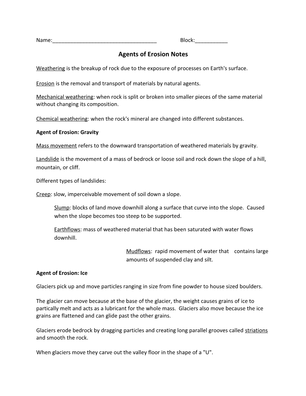 Agents of Erosion Notes