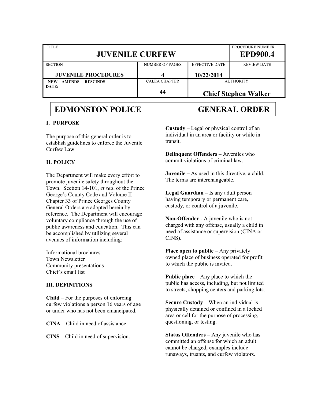 Juvenile Curfew Epd 900.4