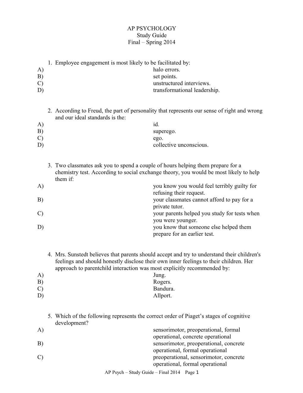 AP Psych Study Guide Final 2014 Page 14