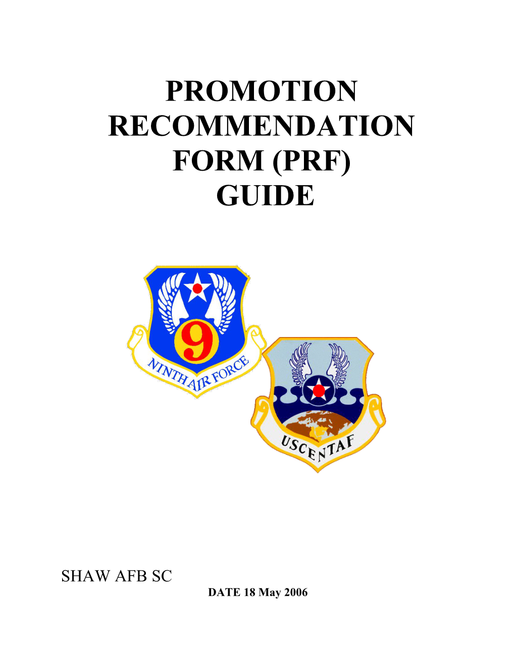 Promotion Recommendation Form (Prf)