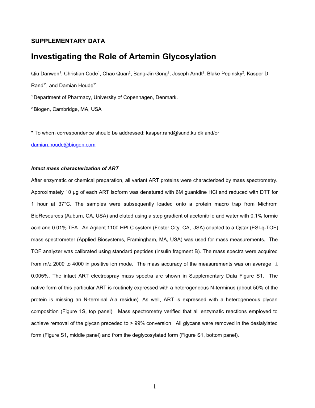 Investigating the Role of Artemin Glycosylation