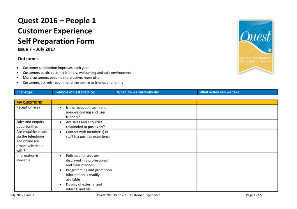 Self Preparation Form