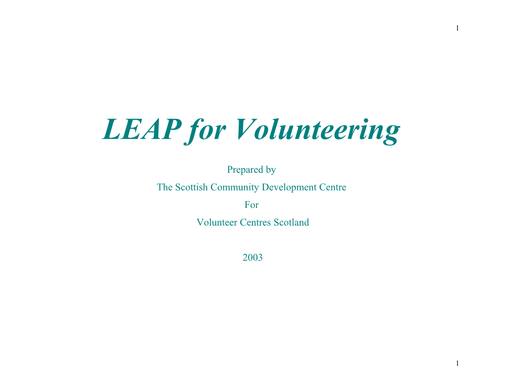 Foreword to LEAP for Volunteering