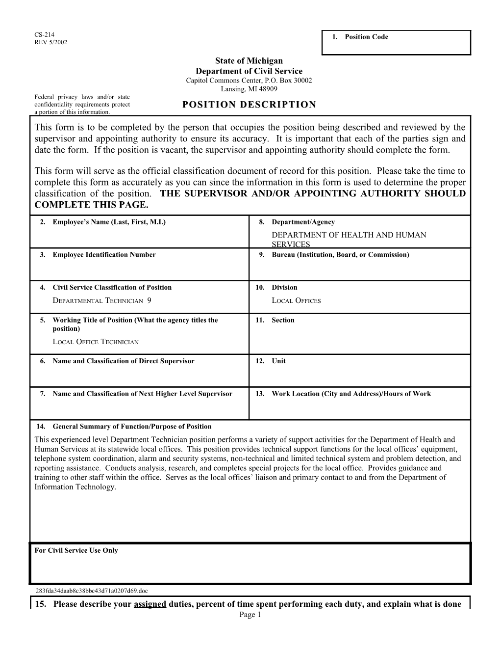 CS-214 Position Description Form s2