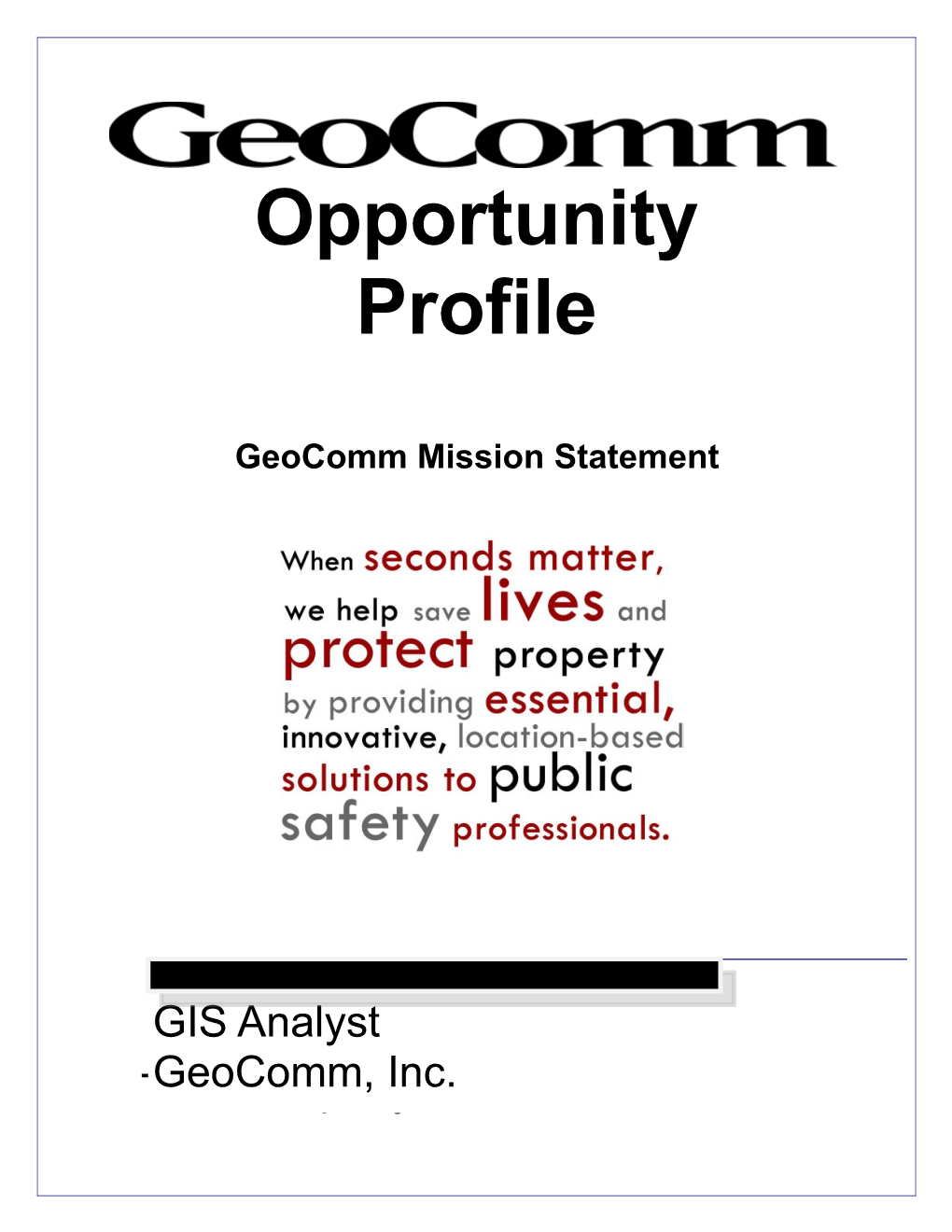 Geocomm Mission Statement
