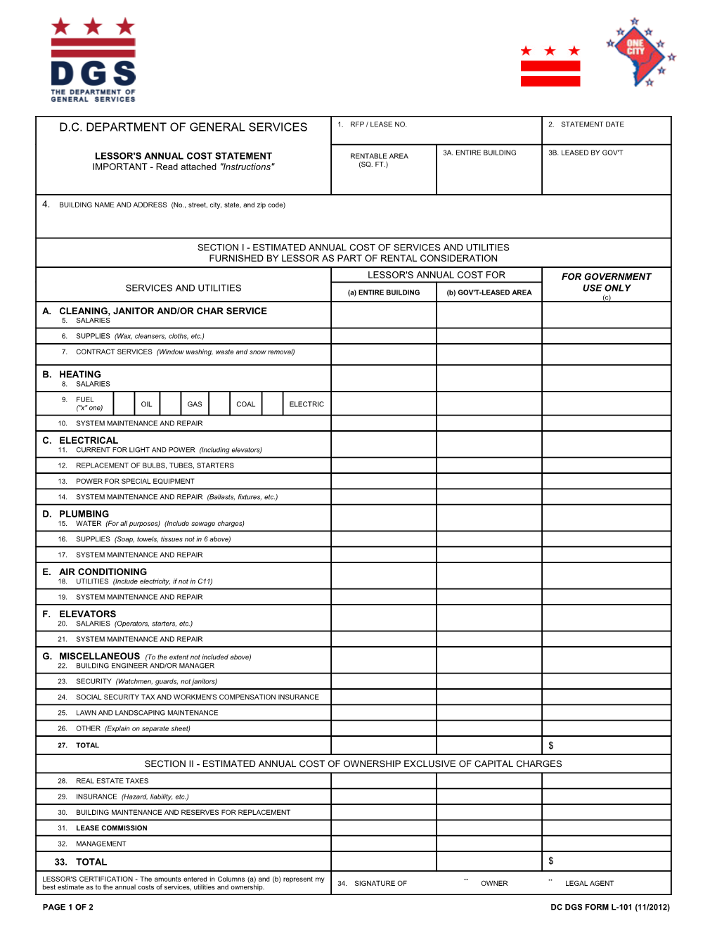 Lessor's Annual Cost Statement