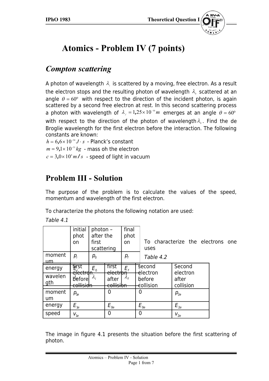 4. Atomics - Problem IV (7 Points)