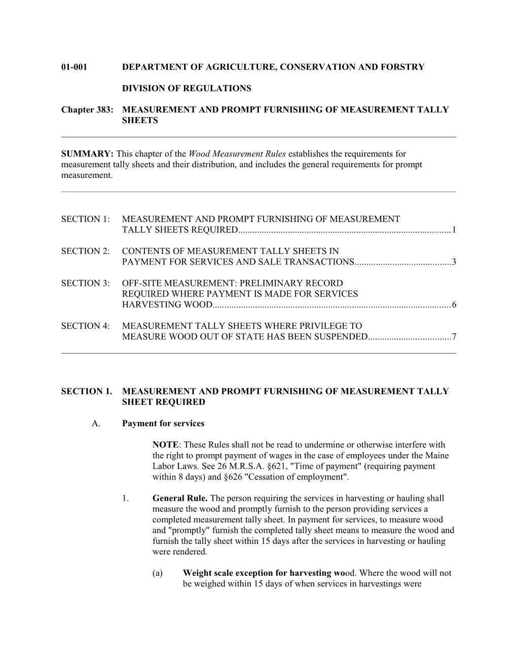 01-001Department of Agriculture, Conservation and Forstry