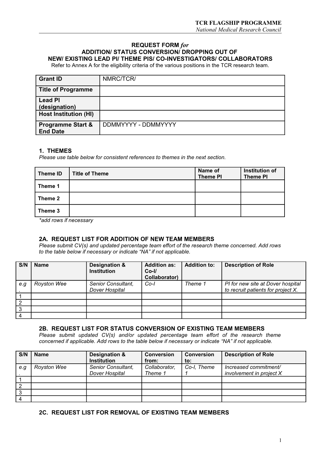 Tcr Flagship Programme