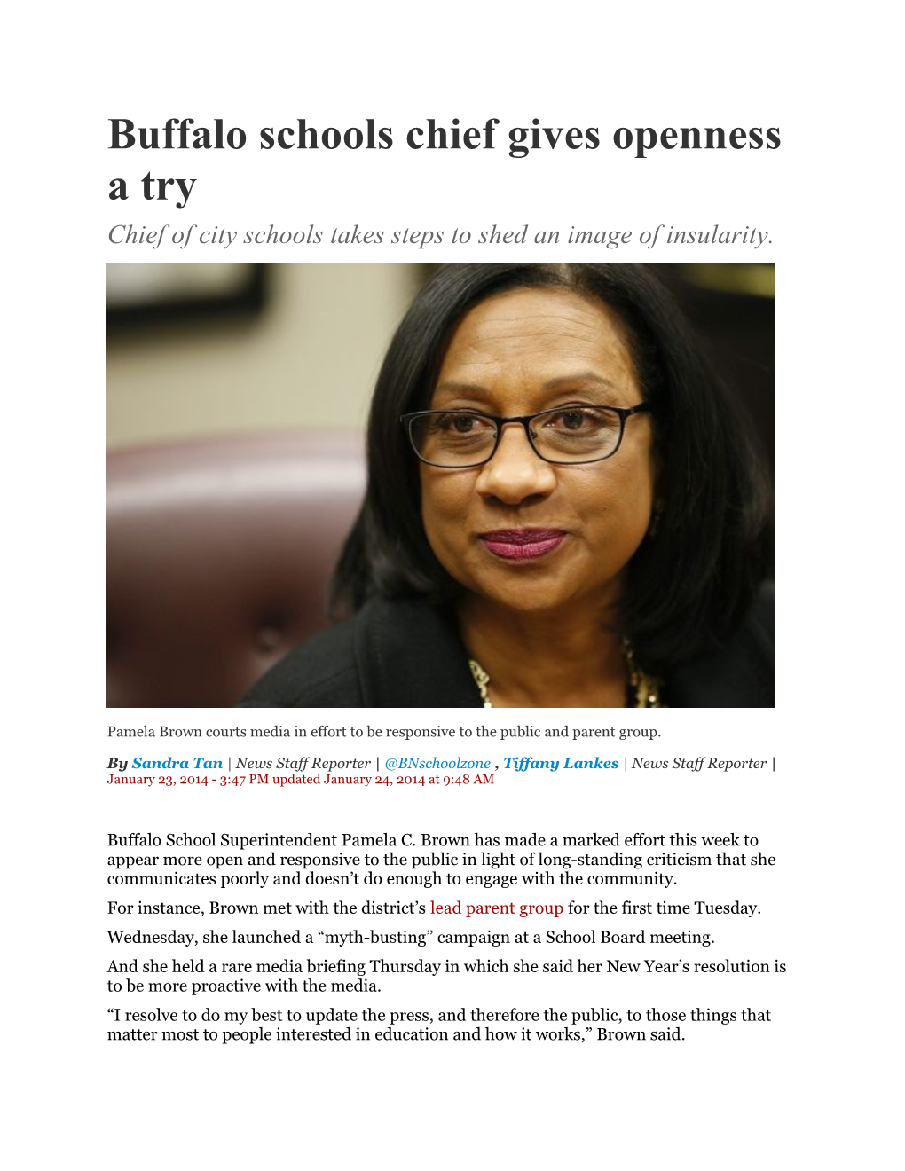 Buffalo Schools Chief Gives Openness a Try