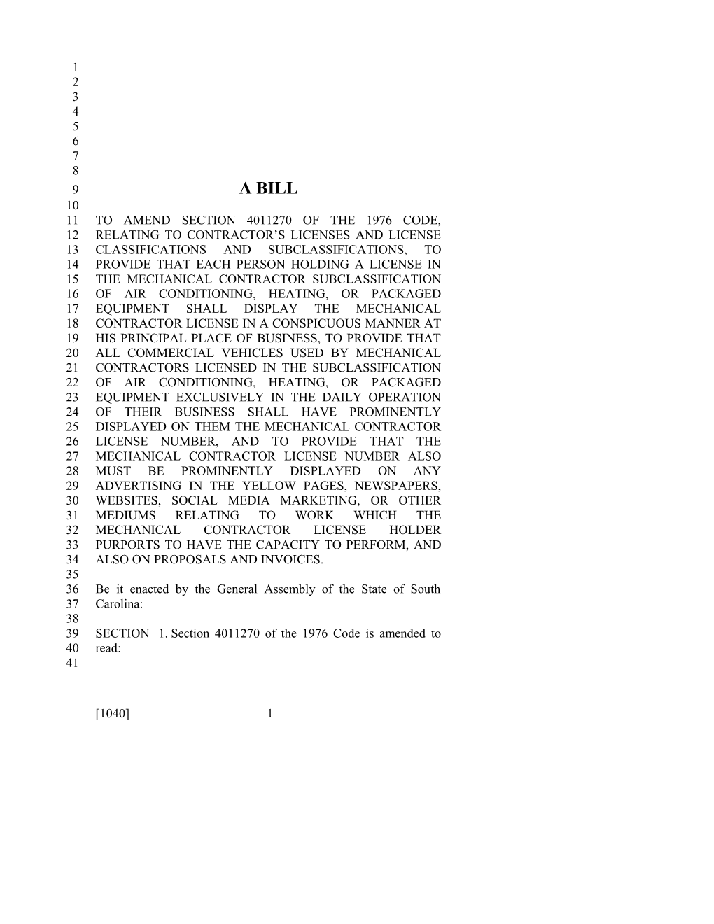 2015-2016 Bill 1040 Text of Previous Version (Jan. 28, 2016) - South Carolina Legislature Online