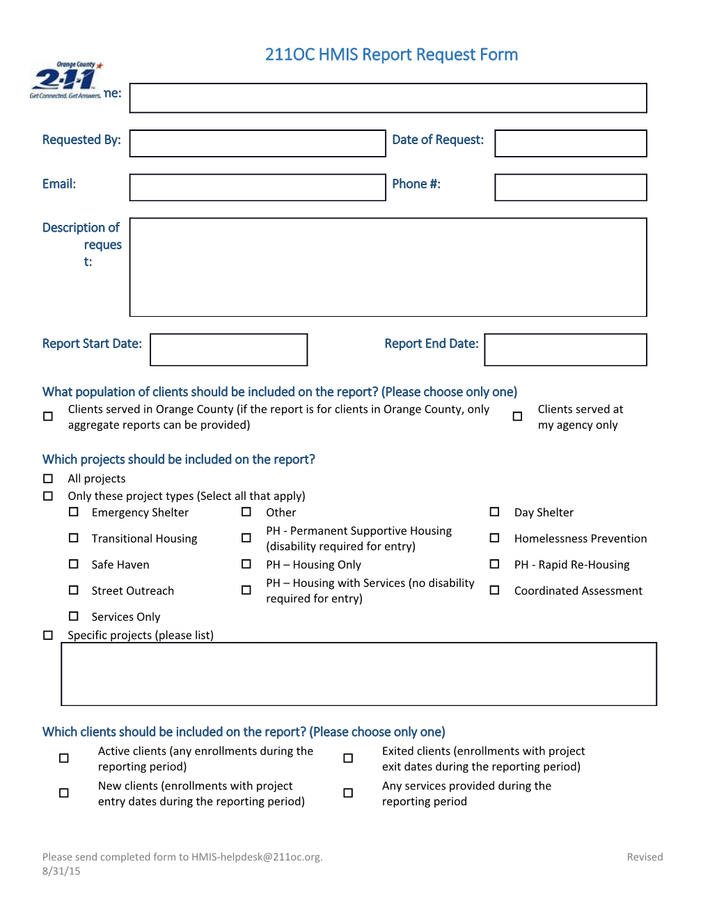 211OC HMIS Report Request Form