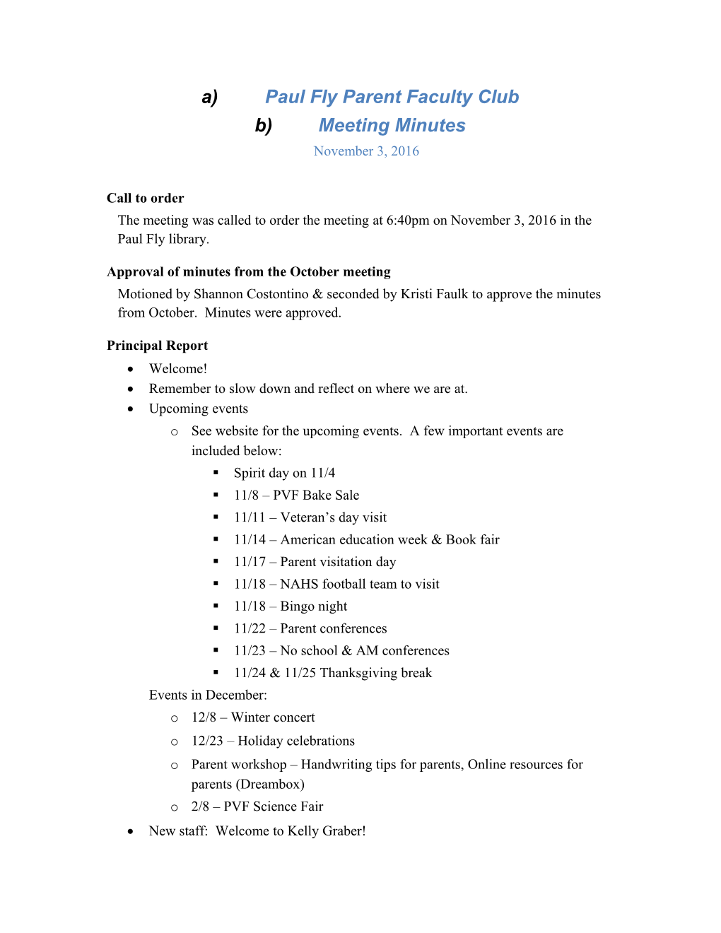 Formal Meeting Minutes