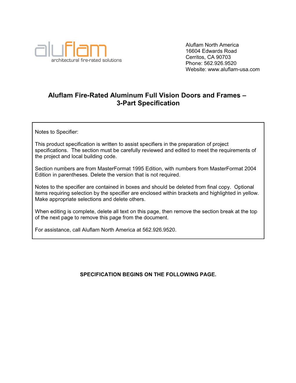 Aluflam Fire-Rated Aluminum Full Vision Doors and Frames