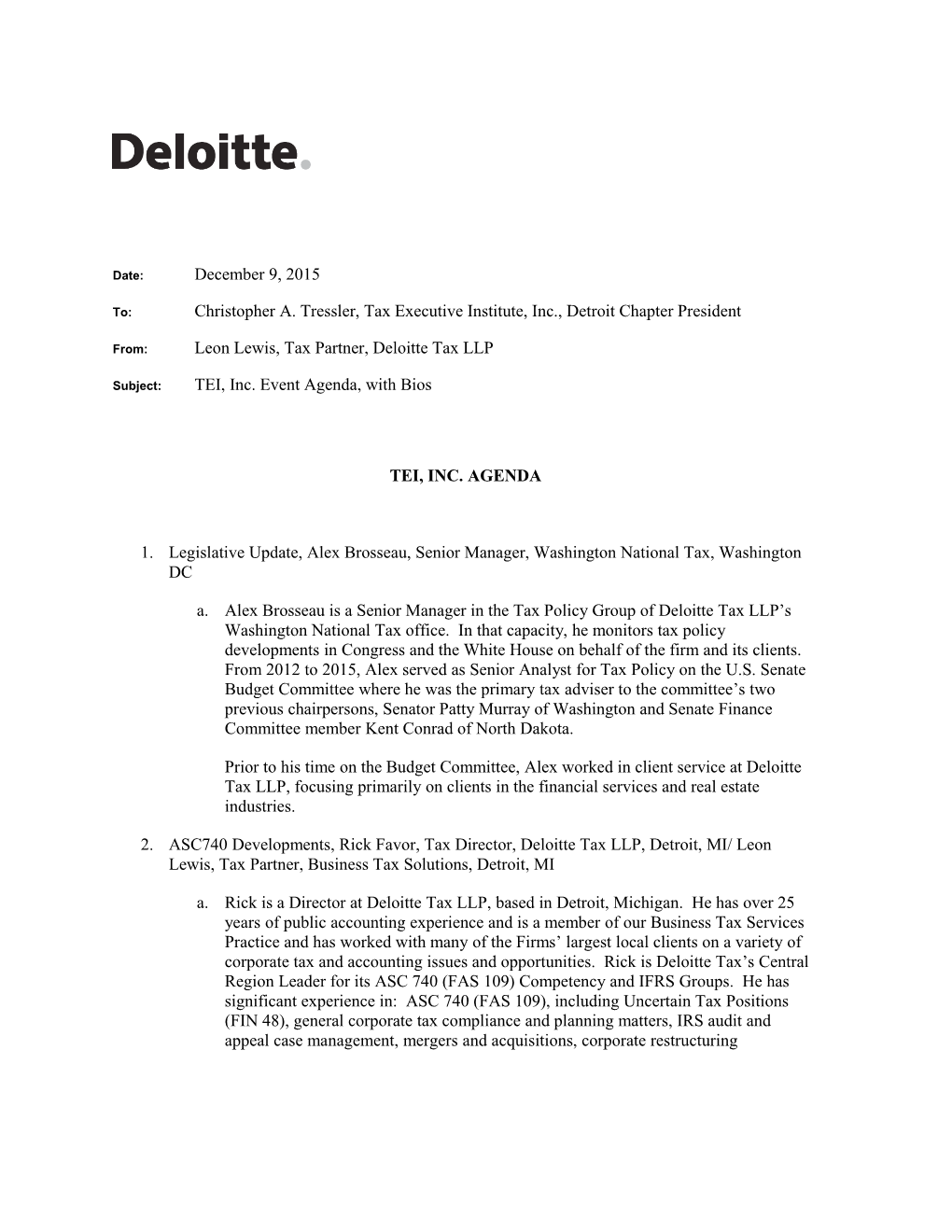 Deloitte Memo Template