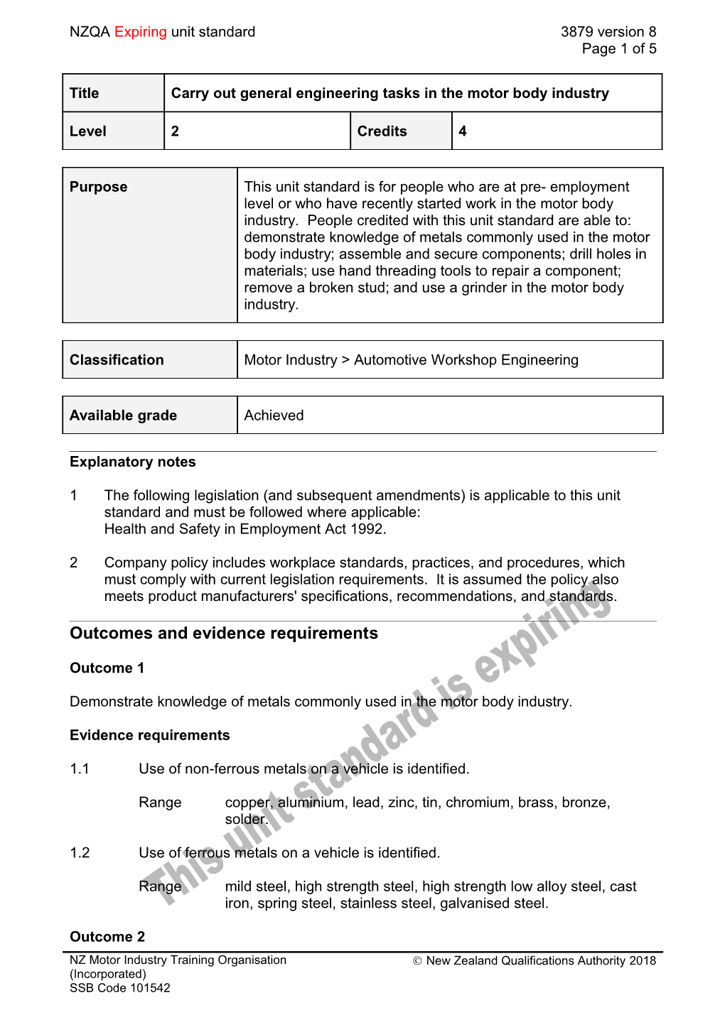 3879 Carry out General Engineering Tasks in the Motor Body Industry