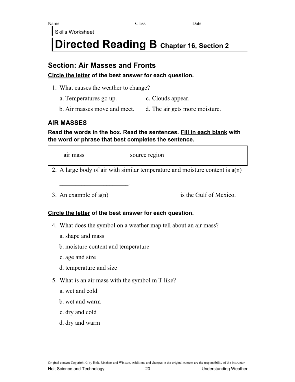 Directed Reading B Chapter 16, Section 2