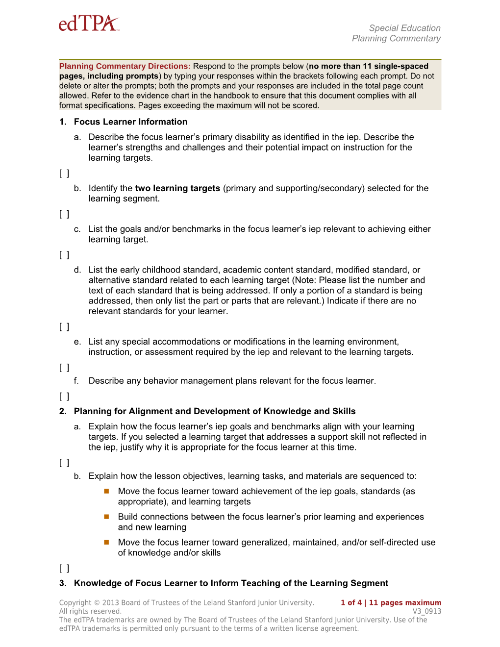 Planning Commentary Template s3