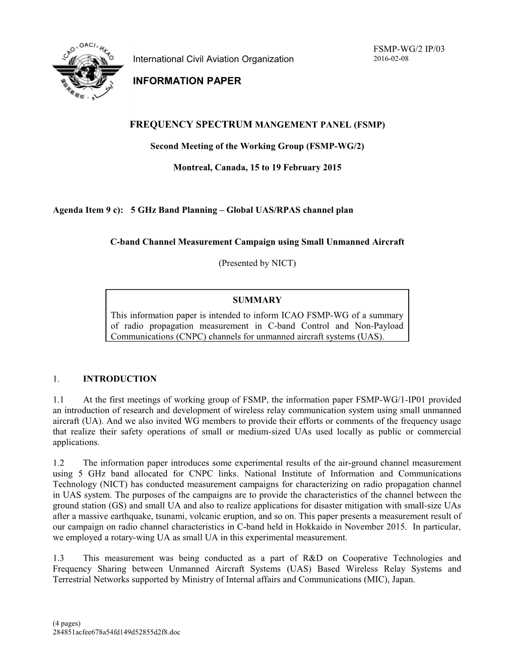 Frequency Spectrum Mangement Panel (Fsmp) s1