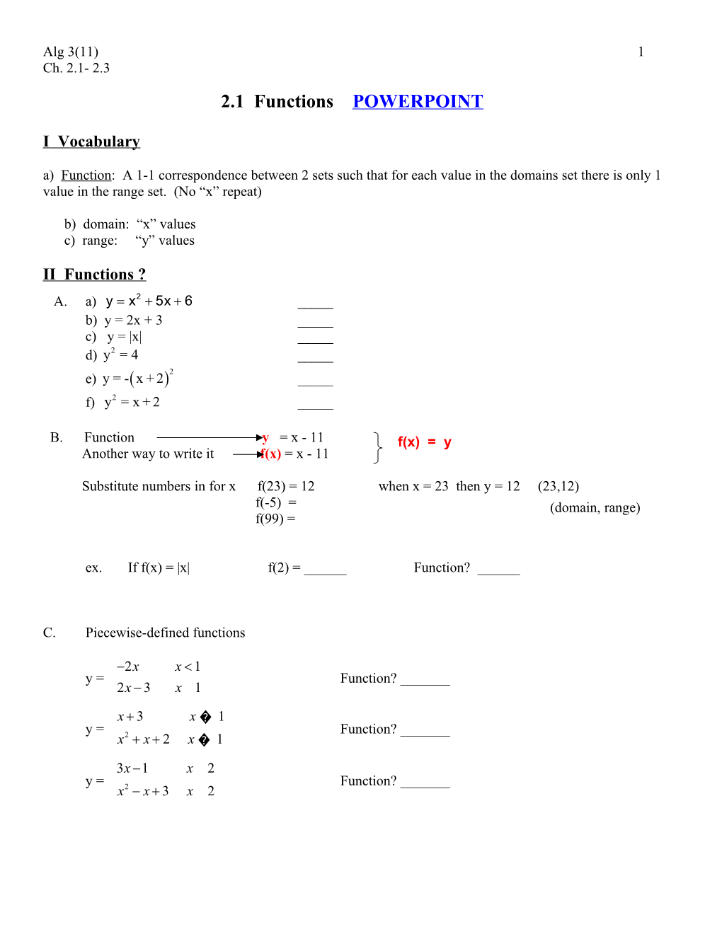 2.1 Functions POWERPOINT